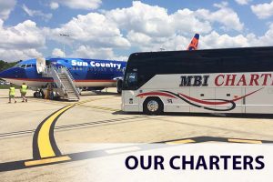 MBI Charters Bus Rental Parked at Southwest Florida Airport